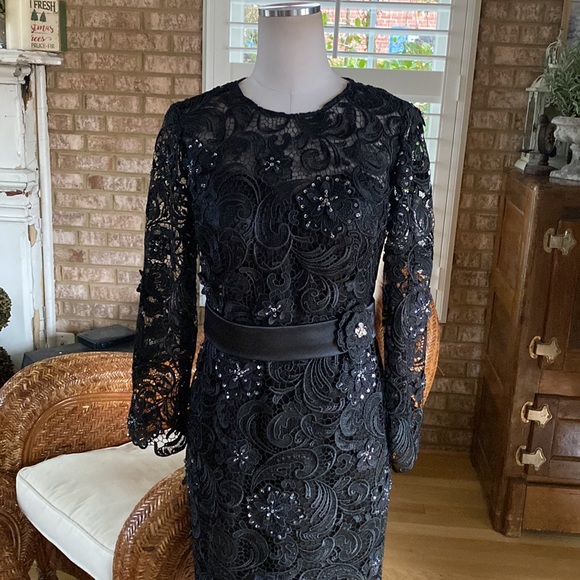 janique by kourosh babaian LUXURY FLORAL BEADED LACE GOWN EVENING DRESS 6 - Picture 3 of 9